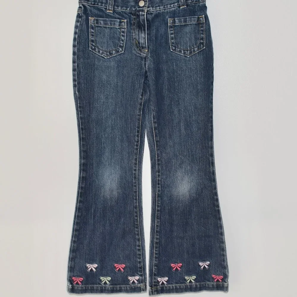 Gymboree Denim Flare Jeans with Embroidered Bows- Size 7